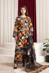 Black Suit With orange Print
