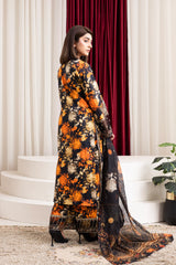 Black Suit With orange Print