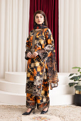 Black Suit With orange Print