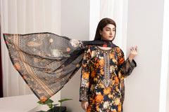 Black Suit With orange Print